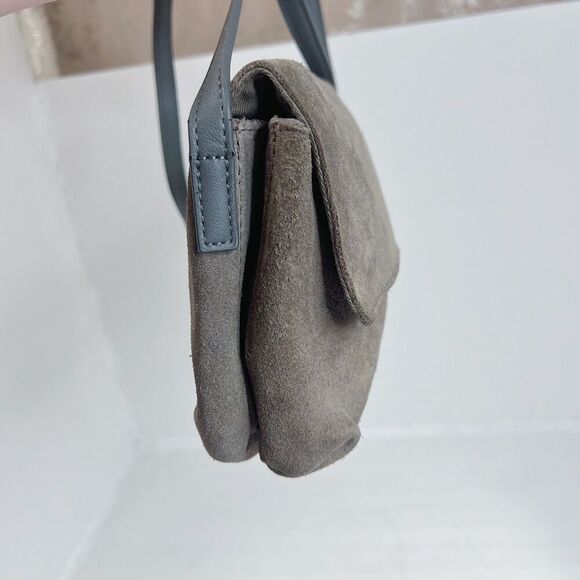 Urban Outfitters UO Grey Suede Crossbody Bag Foldover Purse - Picture 3 of 10